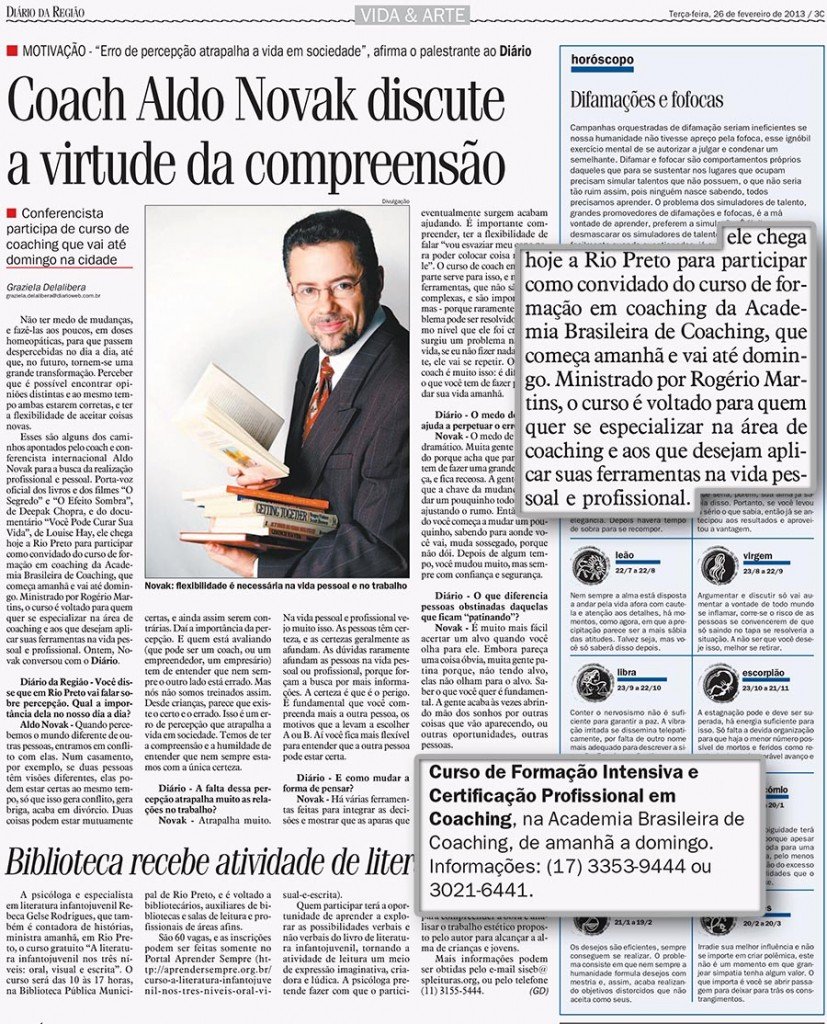 Matéria - Diário da Região - Coach Aldo Novak