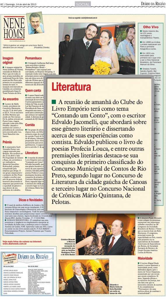 Nota - Nenê Homsi - Literatura