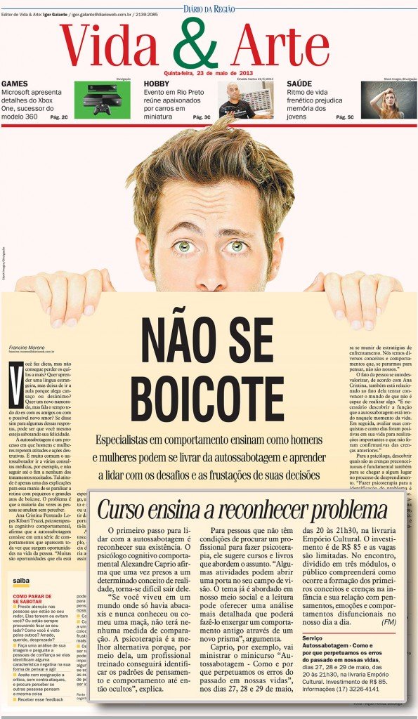 Matéria - Diário da Região - Autossabotagem