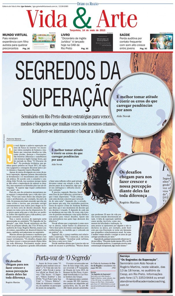 Matéria - Diário da Região - Seminário Segredos da Superação