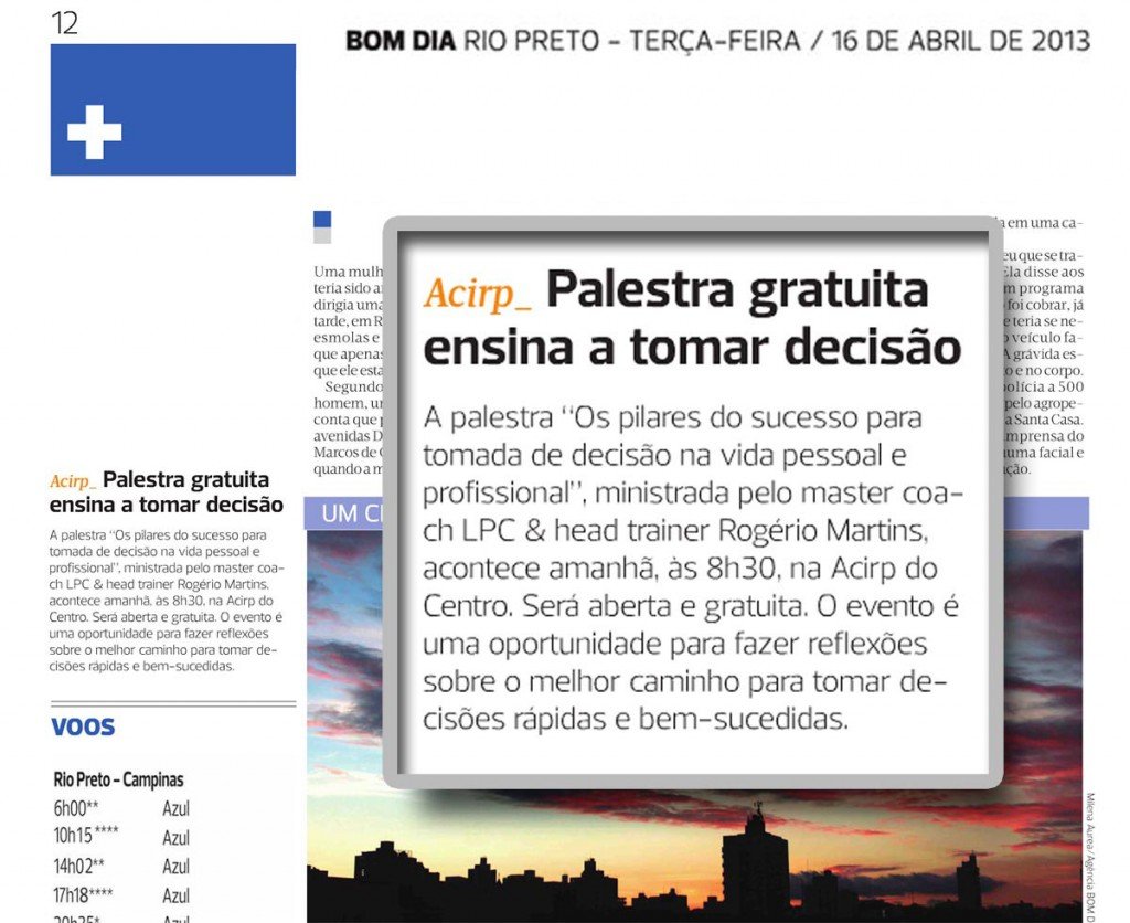 Nota - Bom Dia - Palestra ACIRP